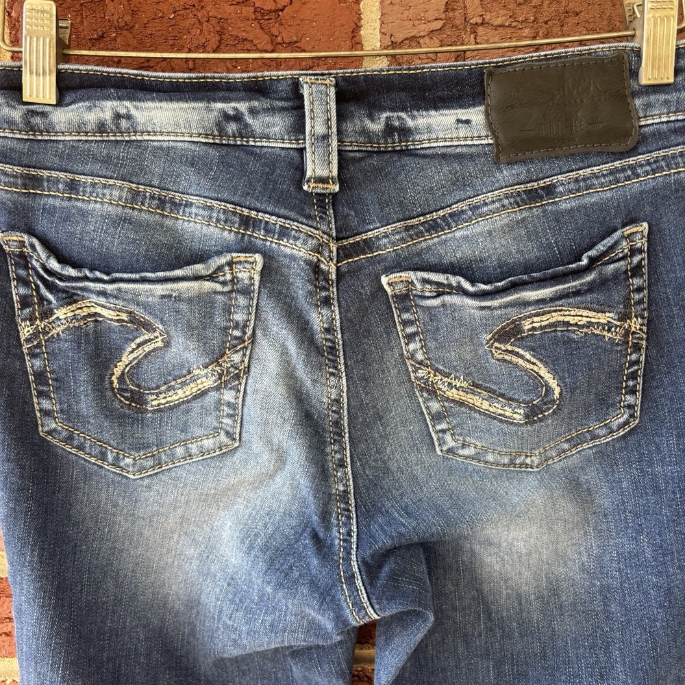 Silver‎ Jeans Women's Blue Aiko Capri Dark Wash Stretch Denim Straight 26X22.5 - Picture 6 of 7